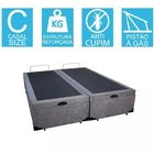 Base Cama Box Baú Bipartido Casal Suede Cinza 43x138x188