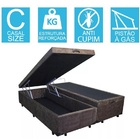 Base Cama Box Baú Bipartido Casal Suede Marrom 43x138x188