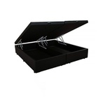 Base Cama Box Baú Bipartido Casal Suede Preto 43x138x188