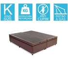 Base Cama Box Baú Bipartido King Size Corino Marrom 43x193x203