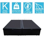 Base Cama Box Baú Bipartido King Size Corino Preto 43x193x203