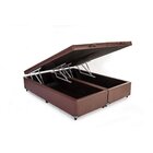 Base Cama Box Baú Bipartido King Size Couro Sintético Marrom