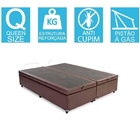 Base Cama Box Baú Bipartido Queen Size Corino Marrom 43x158x1