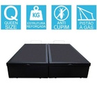 Base Cama Box Baú Bipartido Queen Size Corino Preto 43x158x198