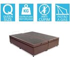 Base Cama Box Baú Bipartido Queen Size Couro Sintético Marrom