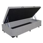 Base Cama Box Baú Blindado Solteiro Corino Cinza 43x88x188