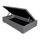 Base Cama Box Baú Solteiro Com Pistão A Gás 88x187 Suede Cinza