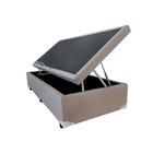 Base Cama Box Baú Solteiro Couro Sintético Bege 43x88x188