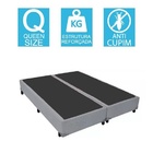 Base Cama Box Bipartido Queen Size Corino Cinza 40x158x198