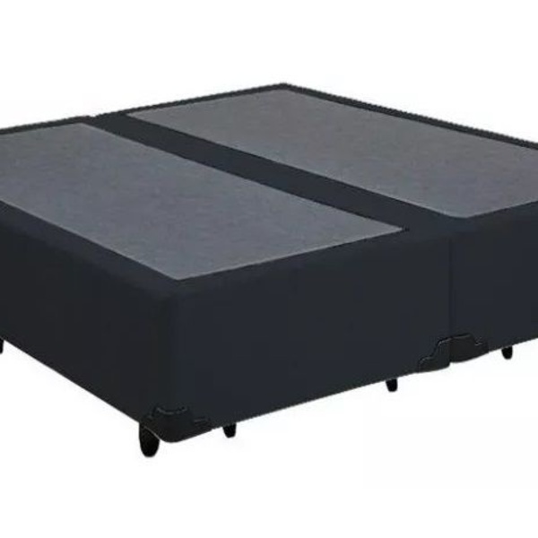 Base Cama Box Bipartido Queen Size Corino Preto 40x158x198