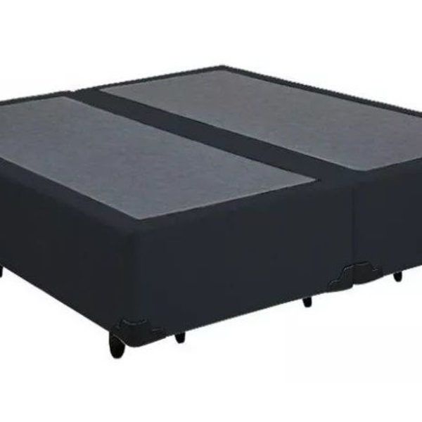 Base Cama Box Bipartido Queen Size Corino Preto 40x158x198