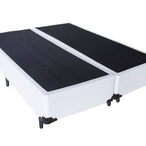 Base Cama Box Bipartido Queen Size Couro Sintético Branco 40x