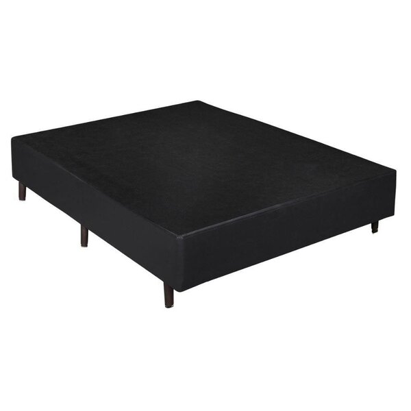 Base Cama Box Casal Couro Sintético Preto 40x138x188