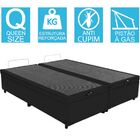 Base Cama Box Com Bau Casal Couro Sintético Preto 43x138x188