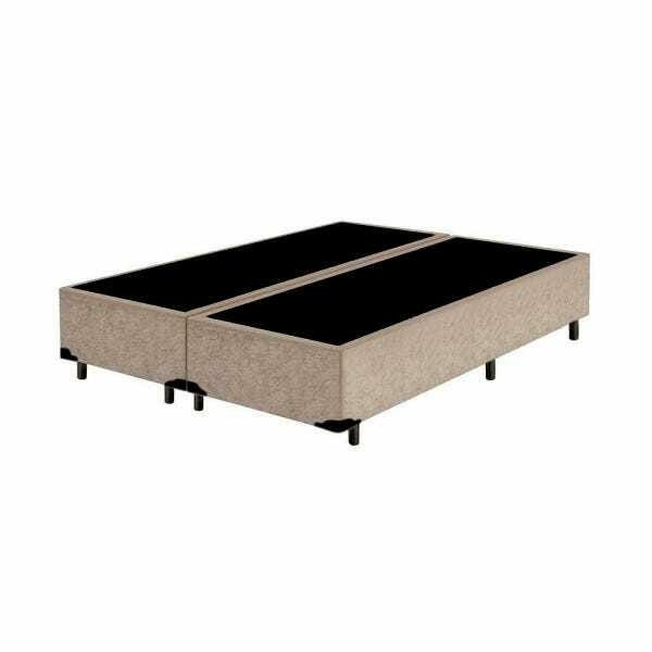 Base Cama Box Queen Size Suede Bege Bipartido 158x198x40