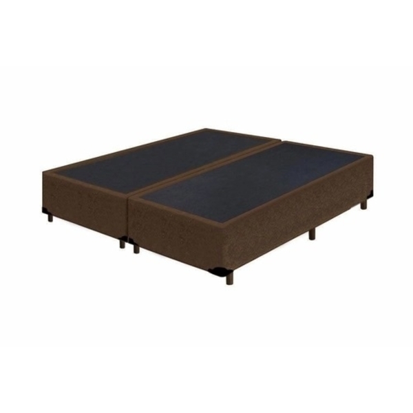 Base Cama Box Queen Size Suede Marrom Bipartido 158x198x40