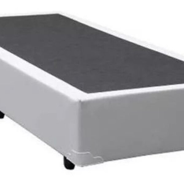 Base Cama Box Solteiro Couro Sintético Branco 40x88x188
