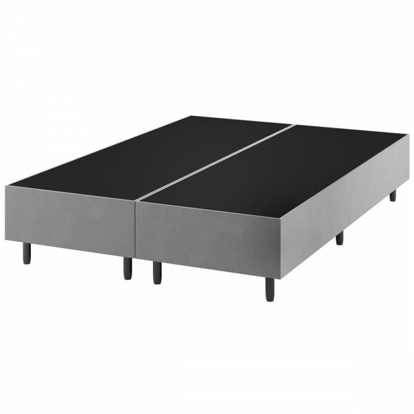 Base De Cama Box Queen Fit 158x198 Cm Prata - Vian
