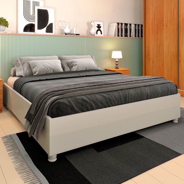 Base De Cama Box Queen Mônaco Off White - Tcil Móveis