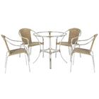 Base De Mesa Com 4 Cadeiras Tóquio Em Aluminio E Fibra Sintet