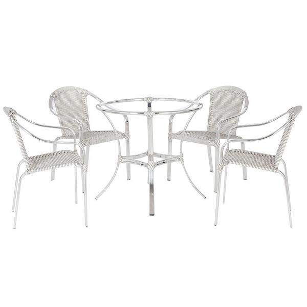 Base De Mesa Com 4 Cadeiras Tóquio Em Aluminio E Fibra Sintet