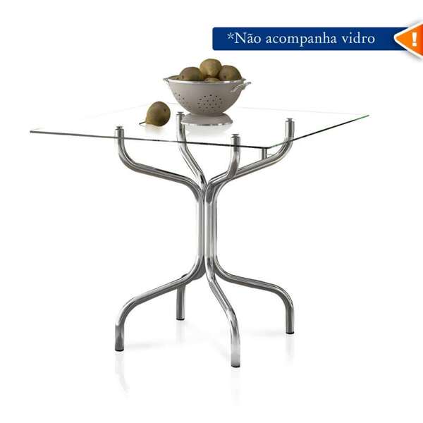 Base Luana Para Vidro 0,80x0,80 - Carraro - Cromada
