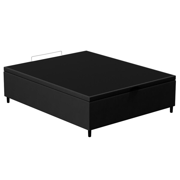 Base Para Cama Box Baú Casal 138x188cm Hit I02 Suede Preto -