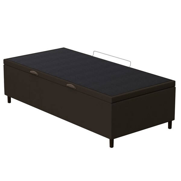 Base Para Cama Box Baú Solteiro 88x188cm Hit I02 Suede Marrom