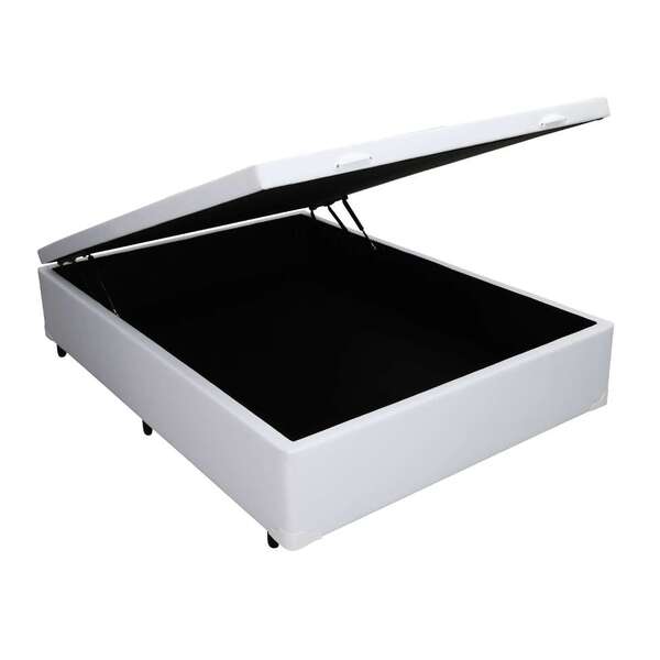 Base Para Cama Box Casal Érica Com Baú Branca