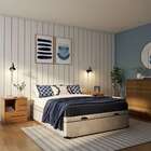 Base Para Cama Box Casal Maci Com Baú Suede (47x138x188) Bege