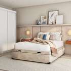 Base Para Cama Box Casal Macy Com Baú Suede (47x138x188) Bege