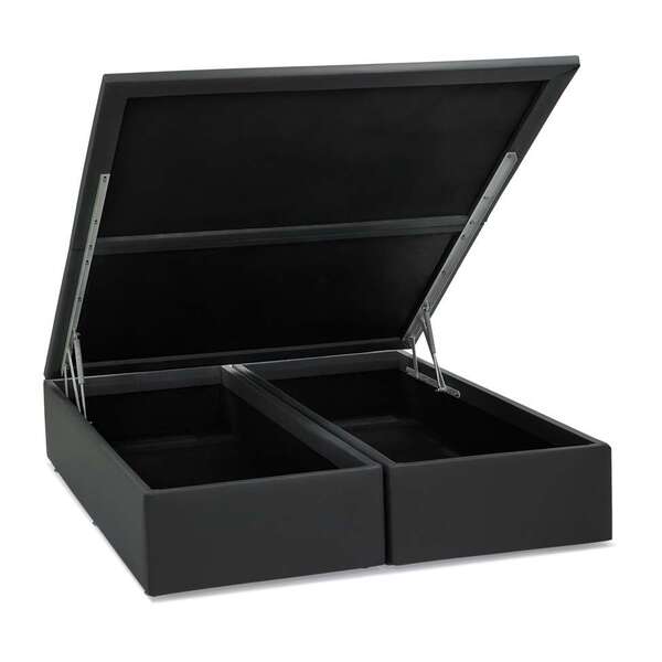 Base Para Cama Box Casal Pérola Com Baú Cinza
