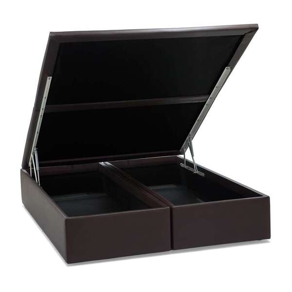 Base Para Cama Box King Americana Com Baú Marrom