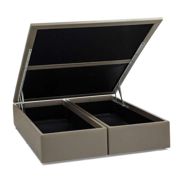 Base Para Cama Box King James Com Baú Bege
