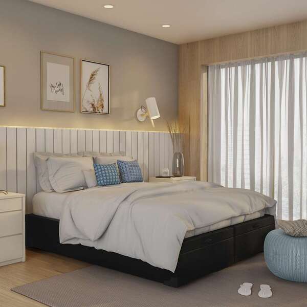 Base Para Cama Box Queen Mack Com Baú (45x158x198) Preta