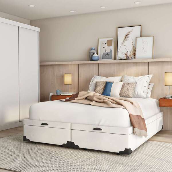 Base Para Cama Box Queen Madeleine Com Baú (45x158x198) Branca