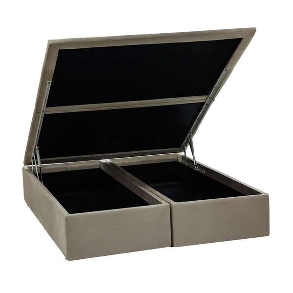 Base Para Cama Box Queen Physical L Com Baú (39x158x198) Bege