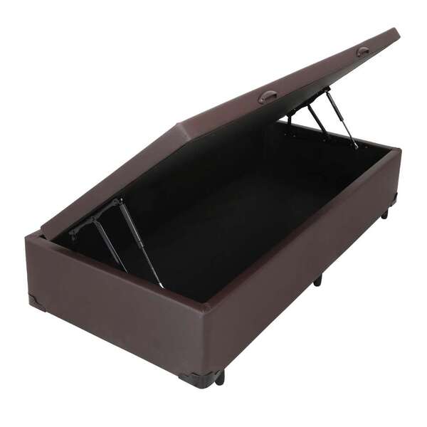 Base Para Cama Box Solteiro Érica Com Baú Tabaco