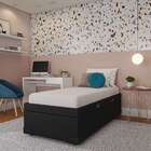 Base Para Cama Box Solteiro Madeleine Com Baú (45x88x188) Pre