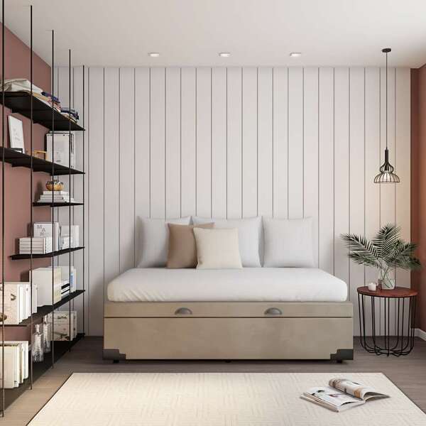 Base Para Cama Box Solteiro Richard Com Baú Suede (45x88x188)