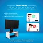 Base Para Monitor Suporte De Mesa Madeira Branco