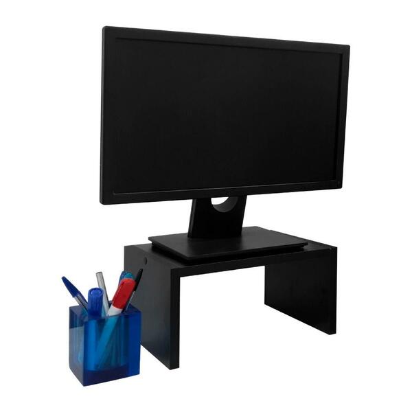 Base Para Monitor Suporte De Mesa Madeira Preto