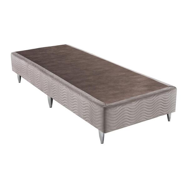 Base Sommier Camurça Bege Solteiro (88x188x23) - Revestida Em