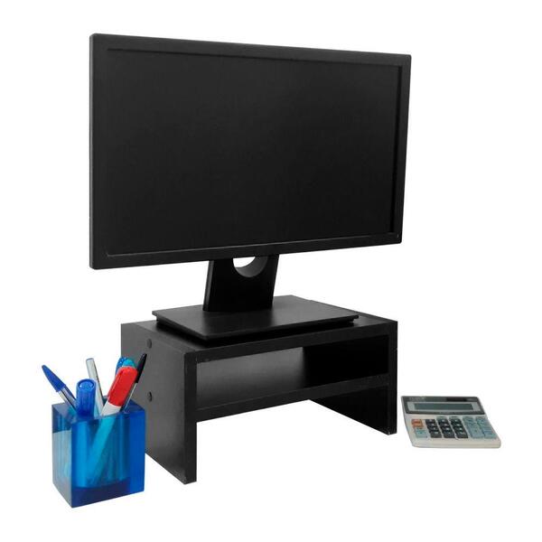 Base Suporte Para Monitor Apoio De Mesa Madeira Preto