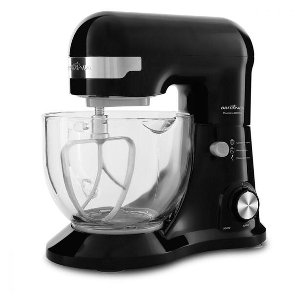 Batedeira Planetária Turbo Glass Preta 500w Britânia 127v
