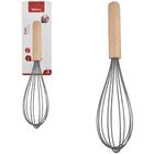 Batedor De Claras Manual Fouet Silicone Cabo Em Madeira Bated