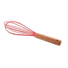 Batedor De Ovos De Silicone Vermelho C/ Cabo De Bambu Charmy