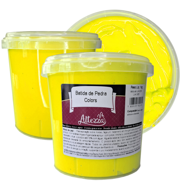 Batida De Pedra 1kg Neon Amarelo - Tinta Emborrachada Anti Ri