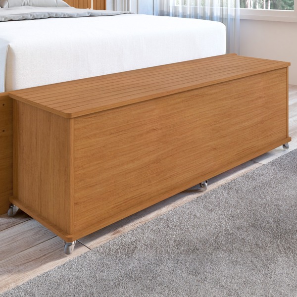 Baú Banco Organizador 1 Porta Luca Mdp/mdf Cedro - Rede Móveis