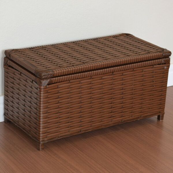 Baú Brinquedo Cesto Roupa Fibra Sintética 60x30x30 Palha Indi